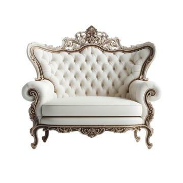 pngtree opulent white tufted sofa with intricate wooden carvings and elegant scrolling png image 15880368
